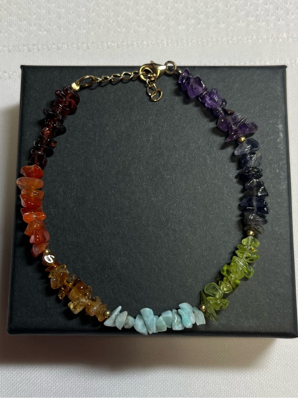 Sterling silver multi coloured stone bracelet. 925
